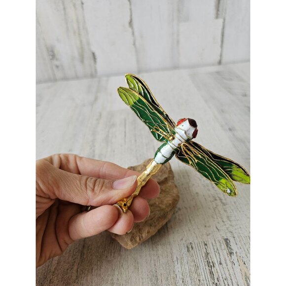 Metal dragonfly rock insect decor ornament Xmas tree - Picture 6 of 8